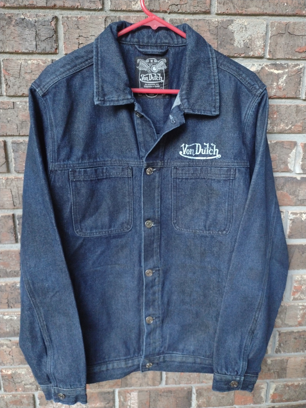 NWT Von Dutch Blue Jean Jacket Mens M Spellout On Back Y2K Retro/Streetwear